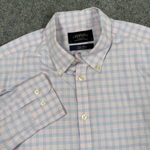 Charles Tyrwhitt Shirt Medium Pink Blue Check Non Iron Extra Slim Fit Dress Mens